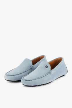 Hot Mocassins Bleu Ciel En Cuir Suede Homme Mocassins