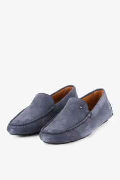 Hot Mocassins Bleus En Cuir Suede Homme Mocassins
