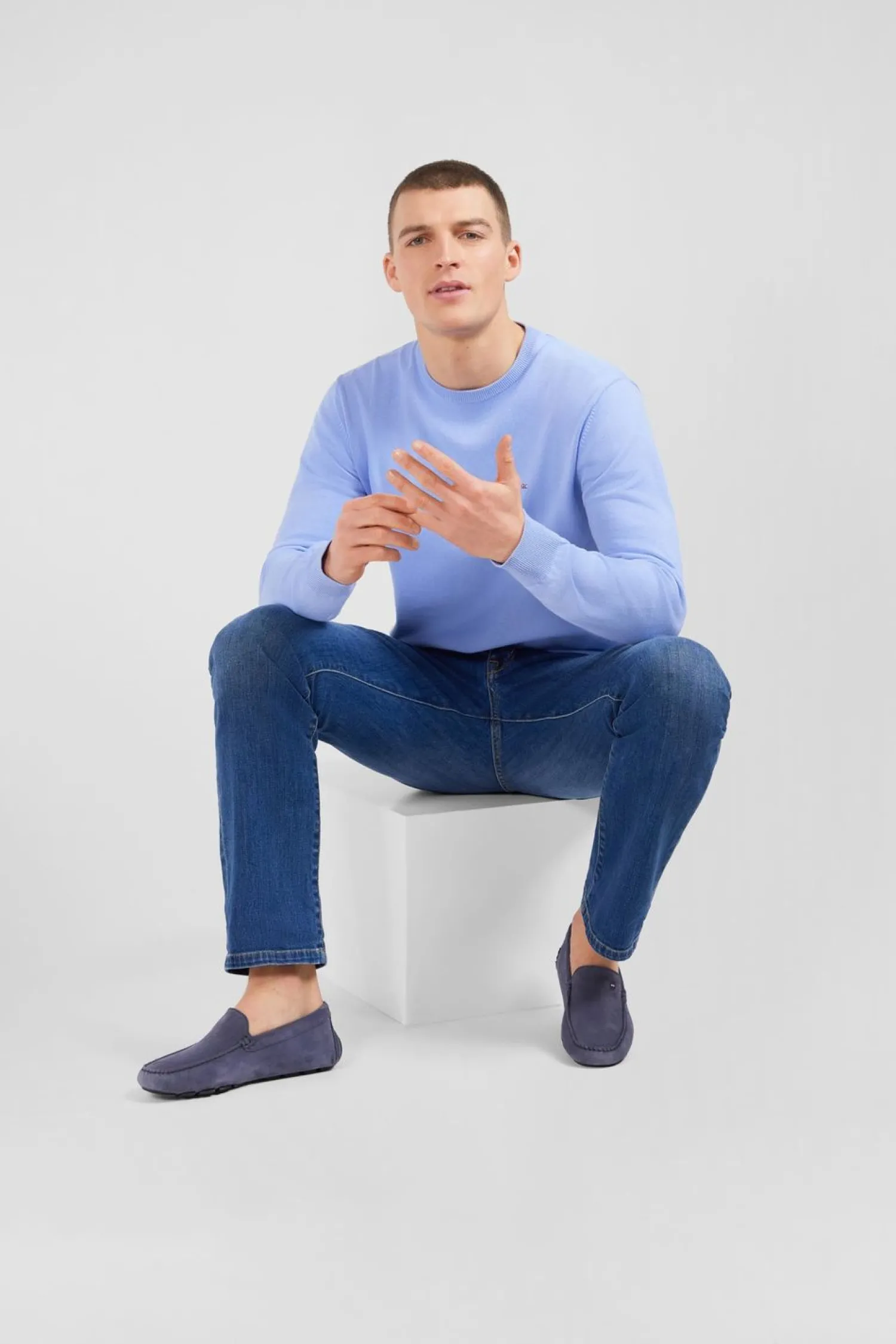 Hot Mocassins Bleus En Cuir Suede Homme Mocassins
