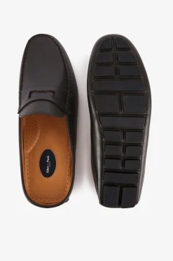 Discount Mocassins Marrons Fonces En Cuir Homme Mocassins