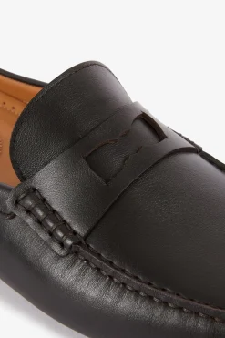 Discount Mocassins Marrons Fonces En Cuir Homme Mocassins
