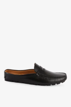 Clearance Mocassins Noirs En Cuir Homme Mocassins