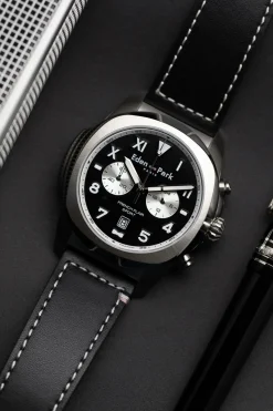 Discount Montre A Quartz Chronographe En Cuir Noir Homme Montre