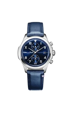 Online Montre A Quartz Dual Time En Cuir Bleu Fonce Homme Montre