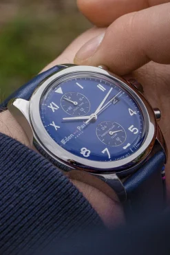 Online Montre A Quartz Dual Time En Cuir Bleu Fonce Homme Montre