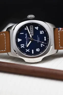 Hot Montre A Quartz En Cuir Marron Homme Montre