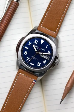 Hot Montre A Quartz En Cuir Marron Homme Montre