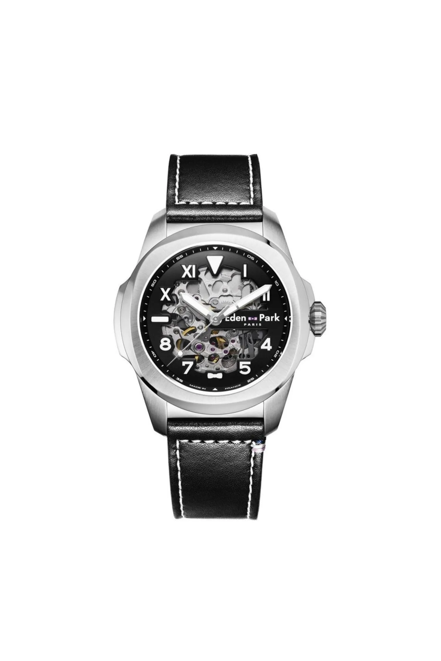 Montre Automatique Skeleton En Cuir Noir Homme Montre