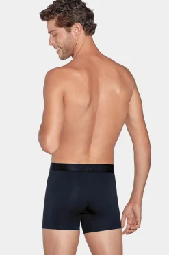 Hot Pack De 2 Boxer Banc Rayure Beu arine Et Uni Beu Fonce Homme Sous-Vêtements
