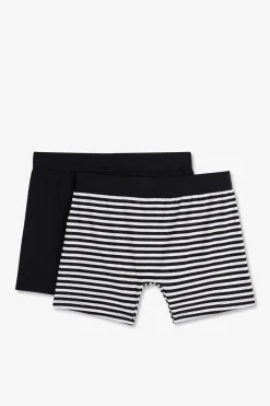 Hot Pack De 2 Boxer Banc Rayure Beu arine Et Uni Beu Fonce Homme Sous-Vêtements