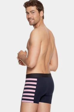 Clearance Pack De 2 Boxer Beu arine Detai Rayure Et Uni Homme Sous-Vêtements
