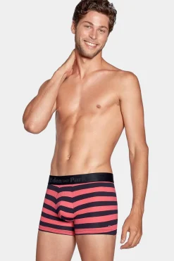 New Pack De 2 Boxer Beu arine Rayure Roe Et Uni Homme Sous-Vêtements