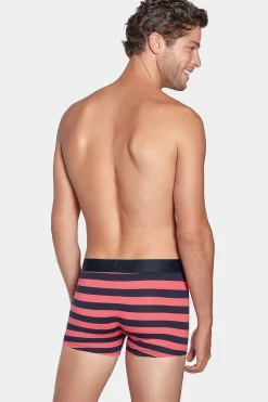 New Pack De 2 Boxer Beu arine Rayure Roe Et Uni Homme Sous-Vêtements