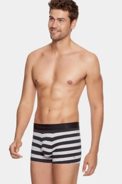 Sale Pack De 2 Boxer Beu arine Rayure Grie Et Uni Homme Sous-Vêtements