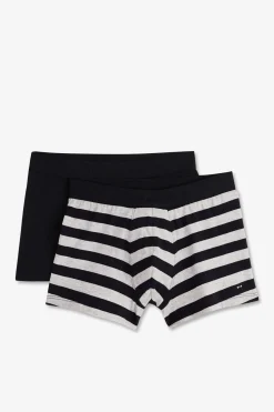 Sale Pack De 2 Boxer Beu arine Rayure Grie Et Uni Homme Sous-Vêtements