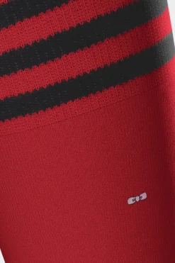 Clearance Paire De Chaussettes Rouges A Bords Rayes En Coton Stretch Homme Chaussettes