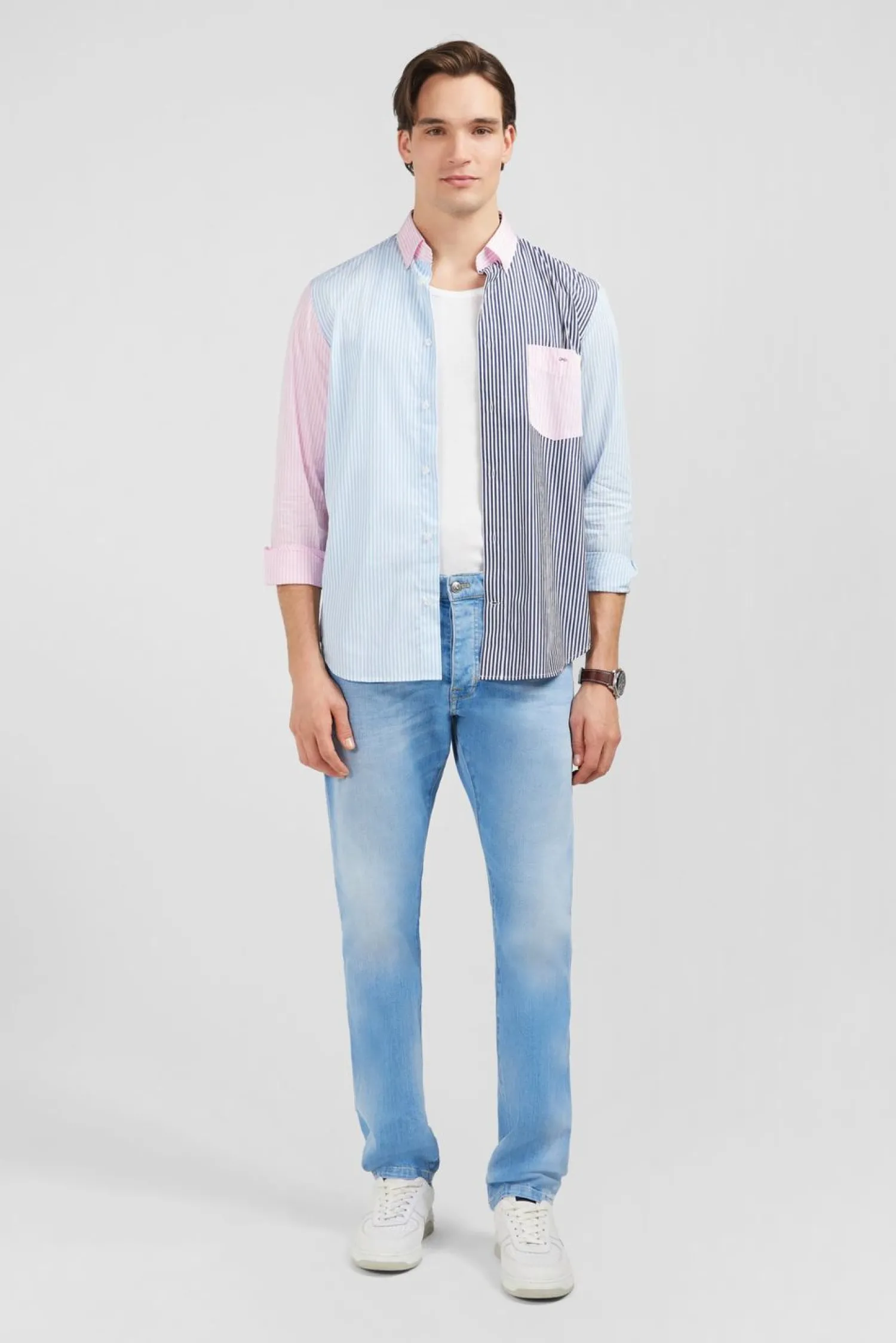 Pantalon Bleu Droit 5 Poches Homme Pantalons