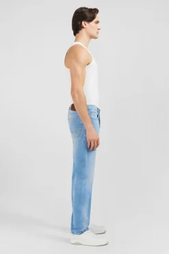 Pantalon Bleu Droit 5 Poches Homme Pantalons