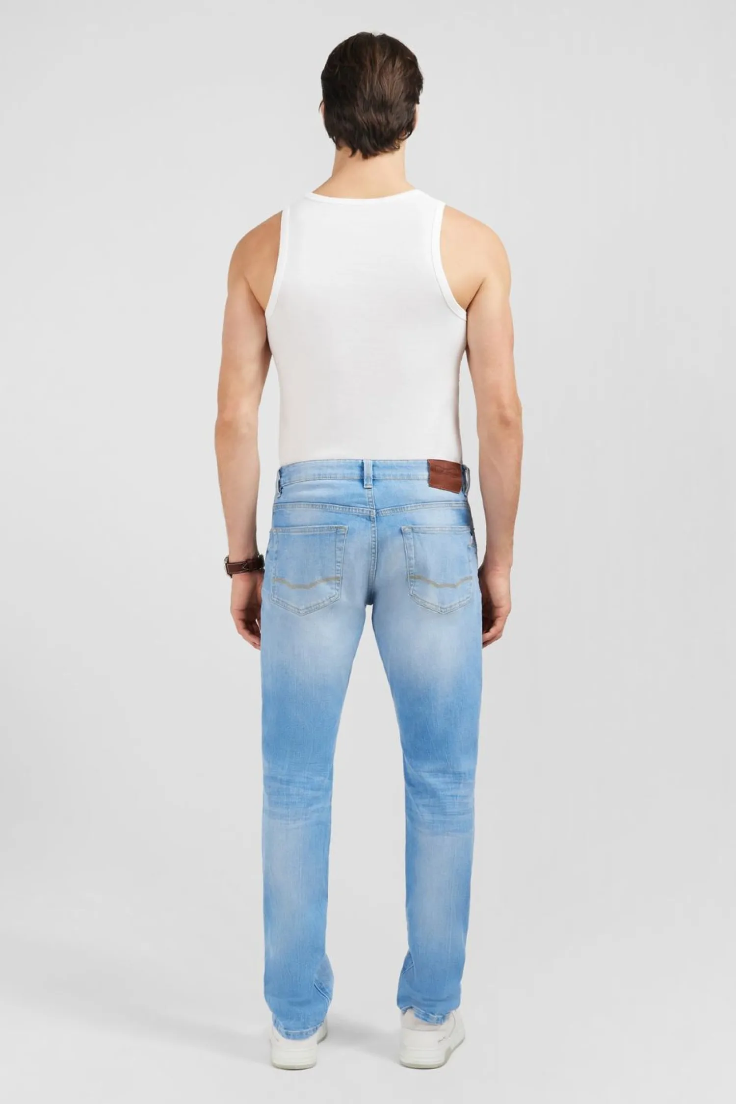 Pantalon Bleu Droit 5 Poches Homme Pantalons