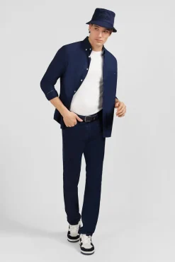 Online Pantalon Bleu Marine Droit 5 Poches Homme Pantalons