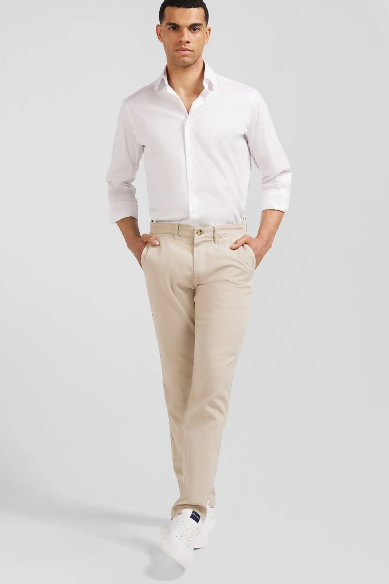 Pantalon Chino Sans Plis Beige Homme Pantalons