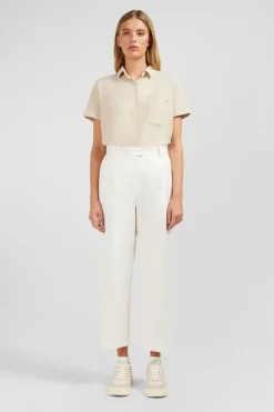 Pantaon Ecru A Jabe arge Coupe Cofort Femme Pantalons Et Shorts