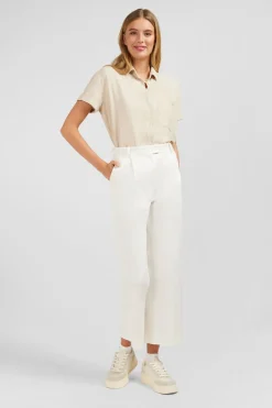 Pantaon Ecru A Jabe arge Coupe Cofort Femme Pantalons Et Shorts