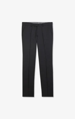 Online Pantalon Regular Gris Fonce En Laine A Plis Casses Homme Pantalons