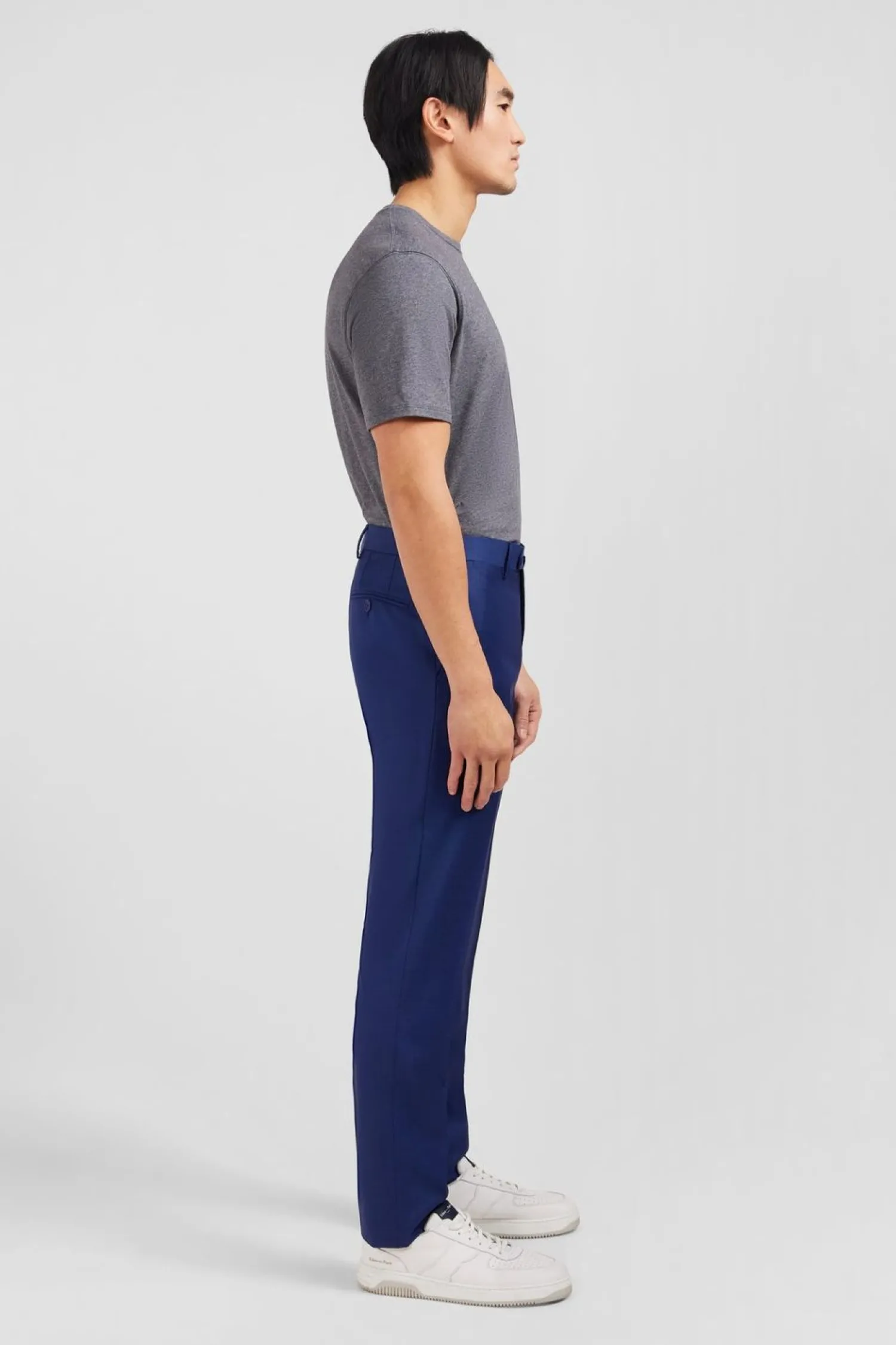 Clearance Pantalon Slim Bleu En Laine A Plis Casses Homme Pantalons