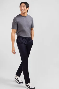 Discount Pantalon Slim Bleu Fonce En Laine A Plis Casses Homme Pantalons