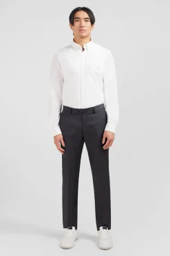Online Pantalon Slim Gris En Laine A Plis Casses Homme Pantalons