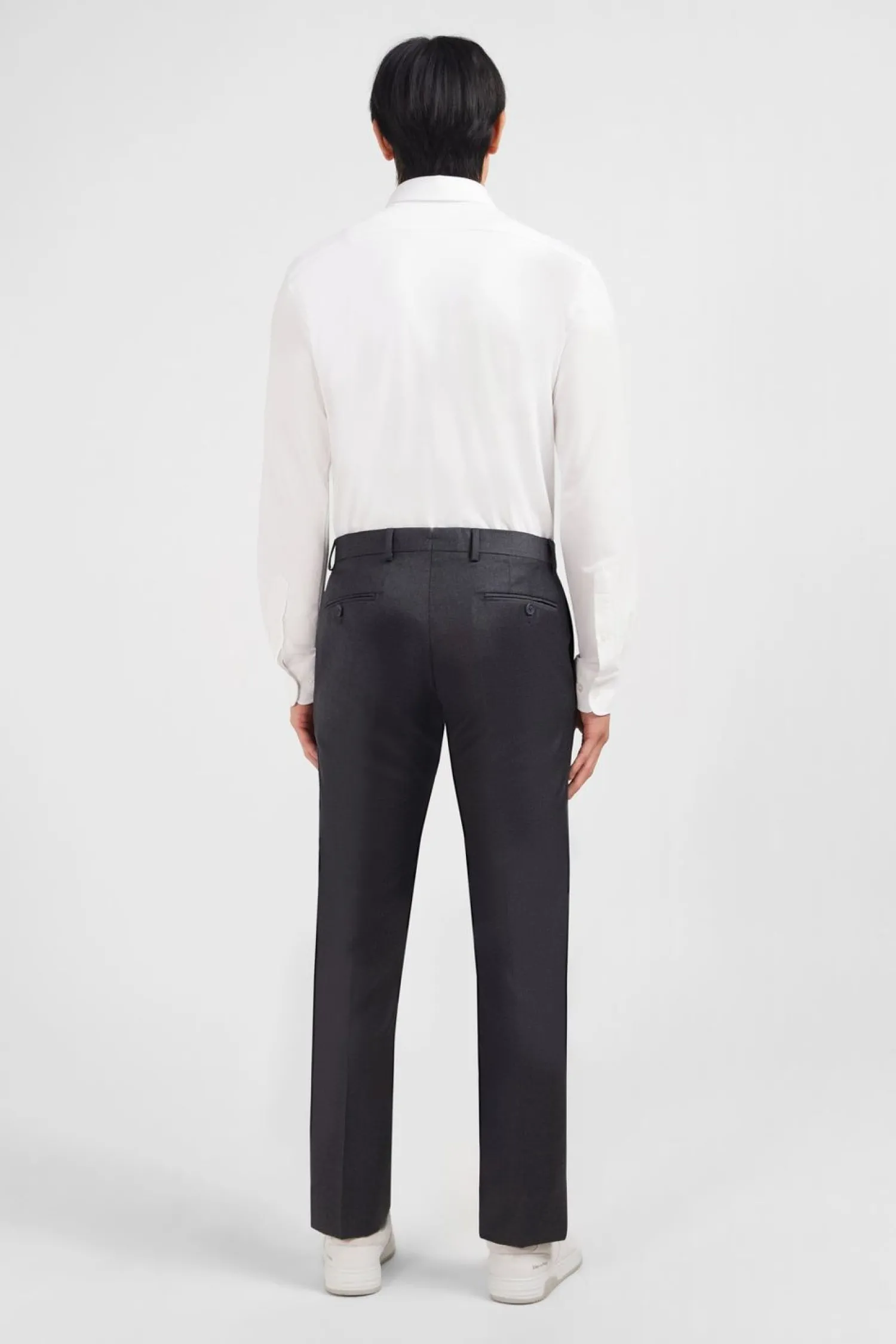 Online Pantalon Slim Gris En Laine A Plis Casses Homme Pantalons