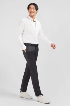 Online Pantalon Slim Gris En Laine A Plis Casses Homme Pantalons