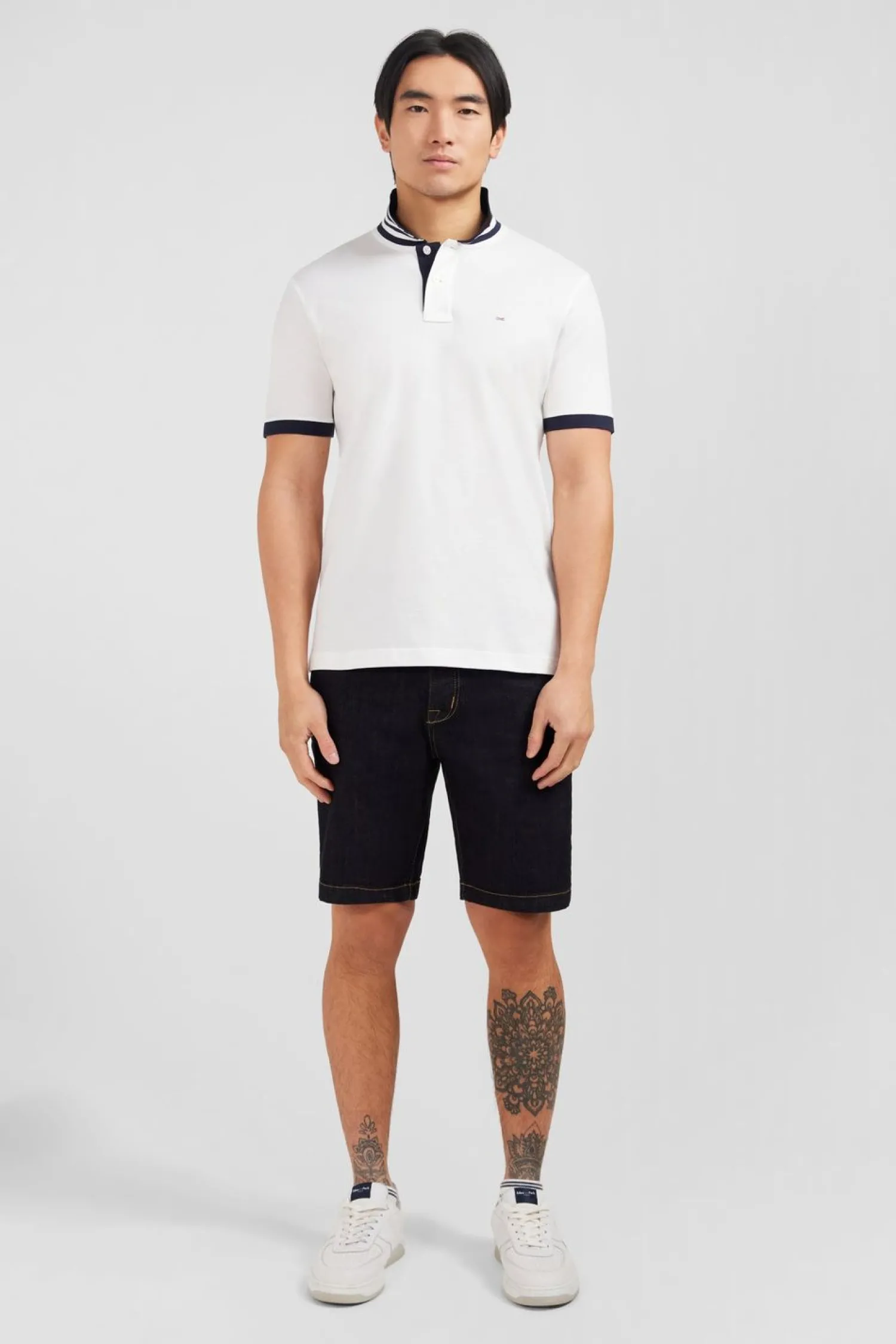 New Poo Banc En Coton Pia Avec Detai Contrate Homme Polos