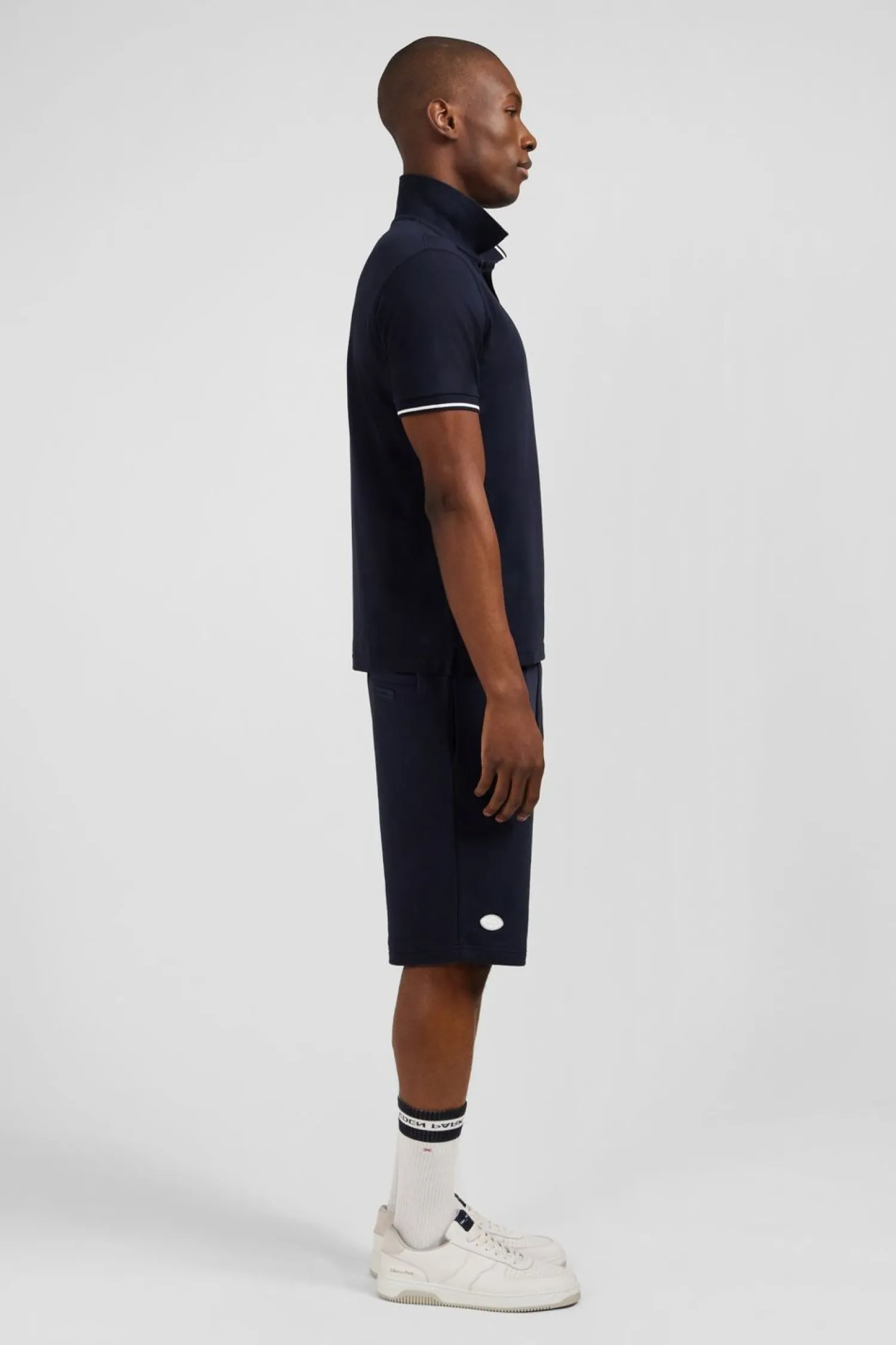 New Poo Beu Fonce A anche Courte Homme Polos