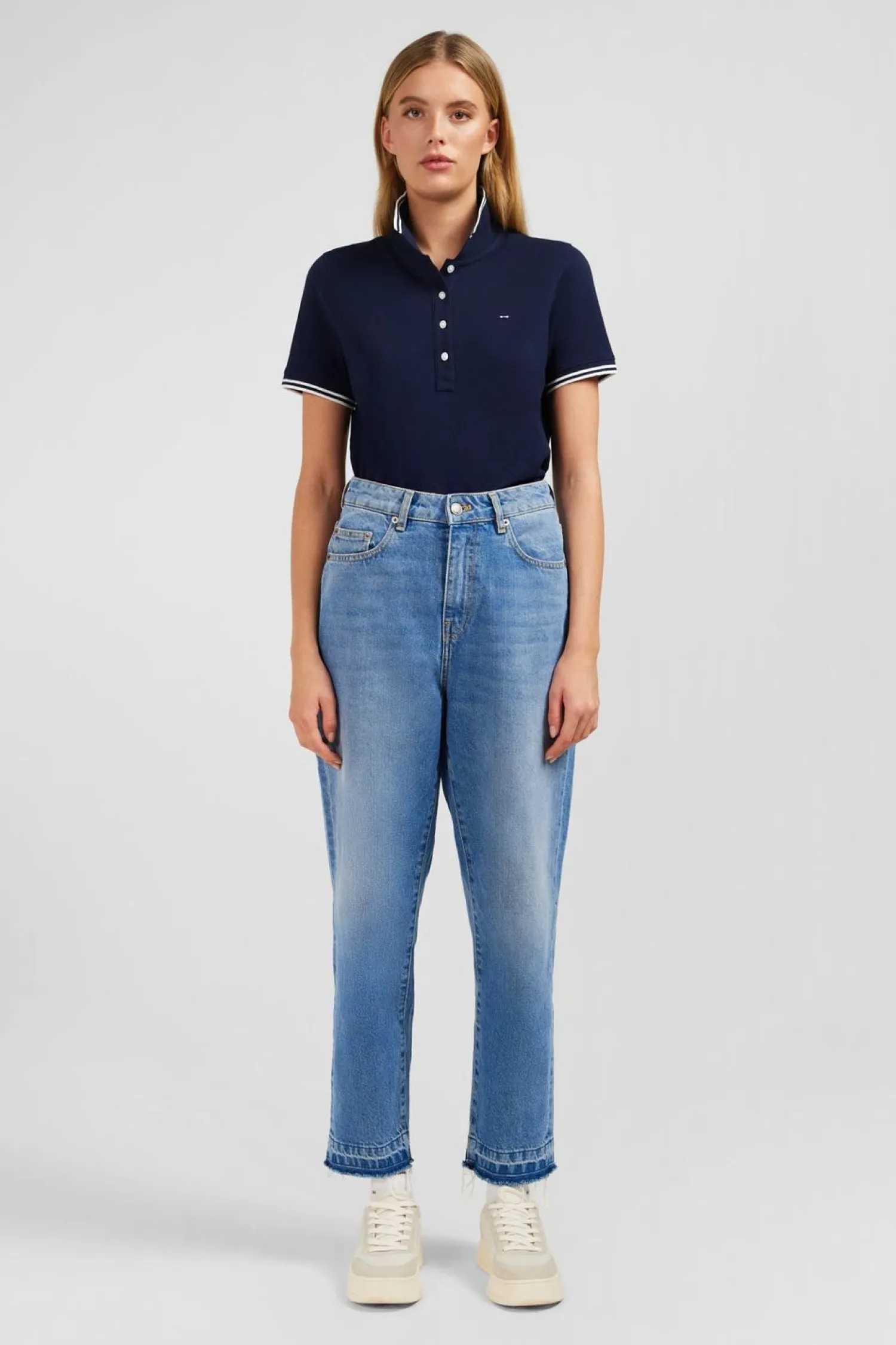 Clearance Poo Beu Fonce anche Courte En Coton Pia Femme Polos