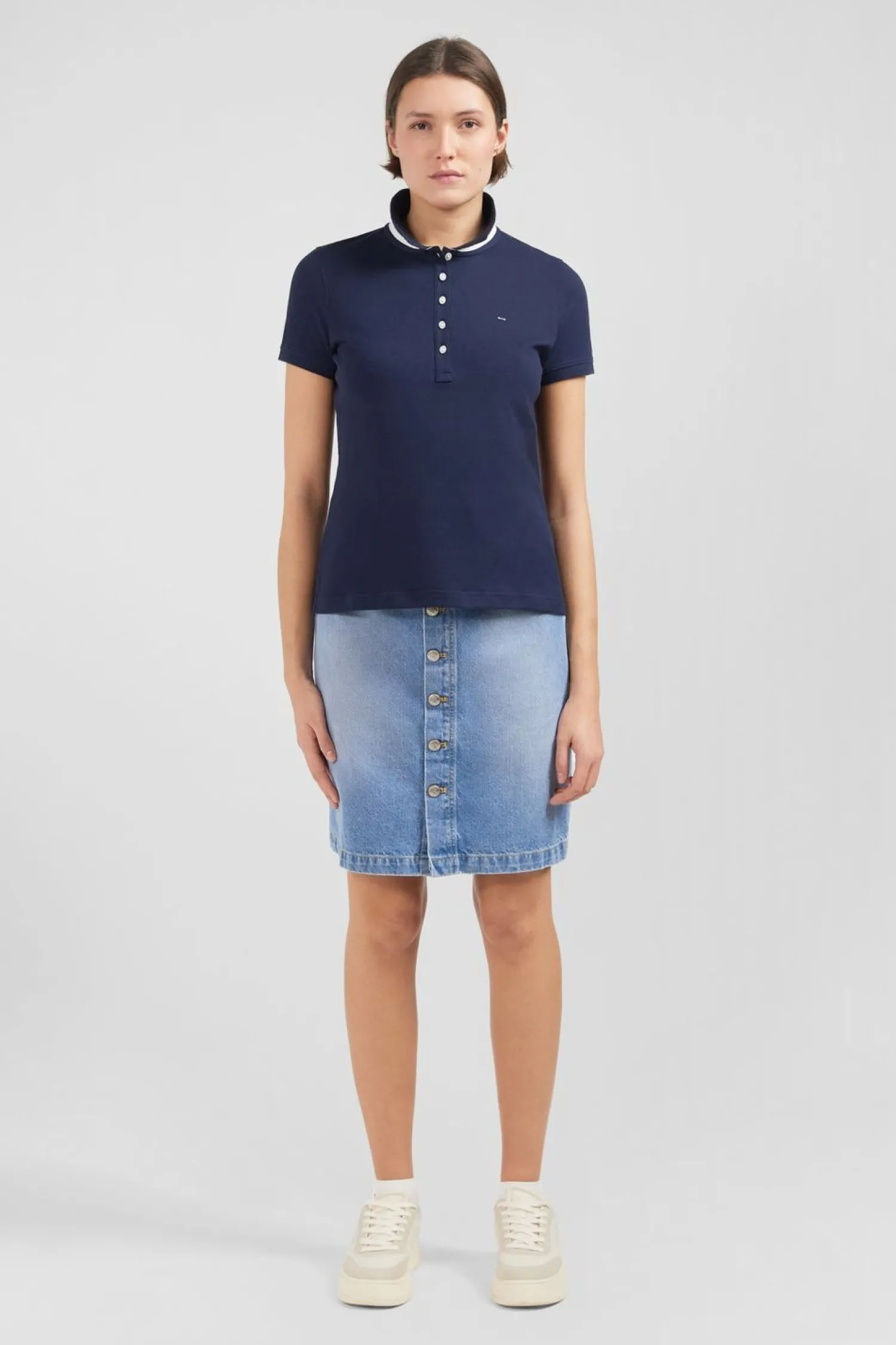 Outlet Poo Beu Fonce anche Courte En Coton Pia Femme Polos