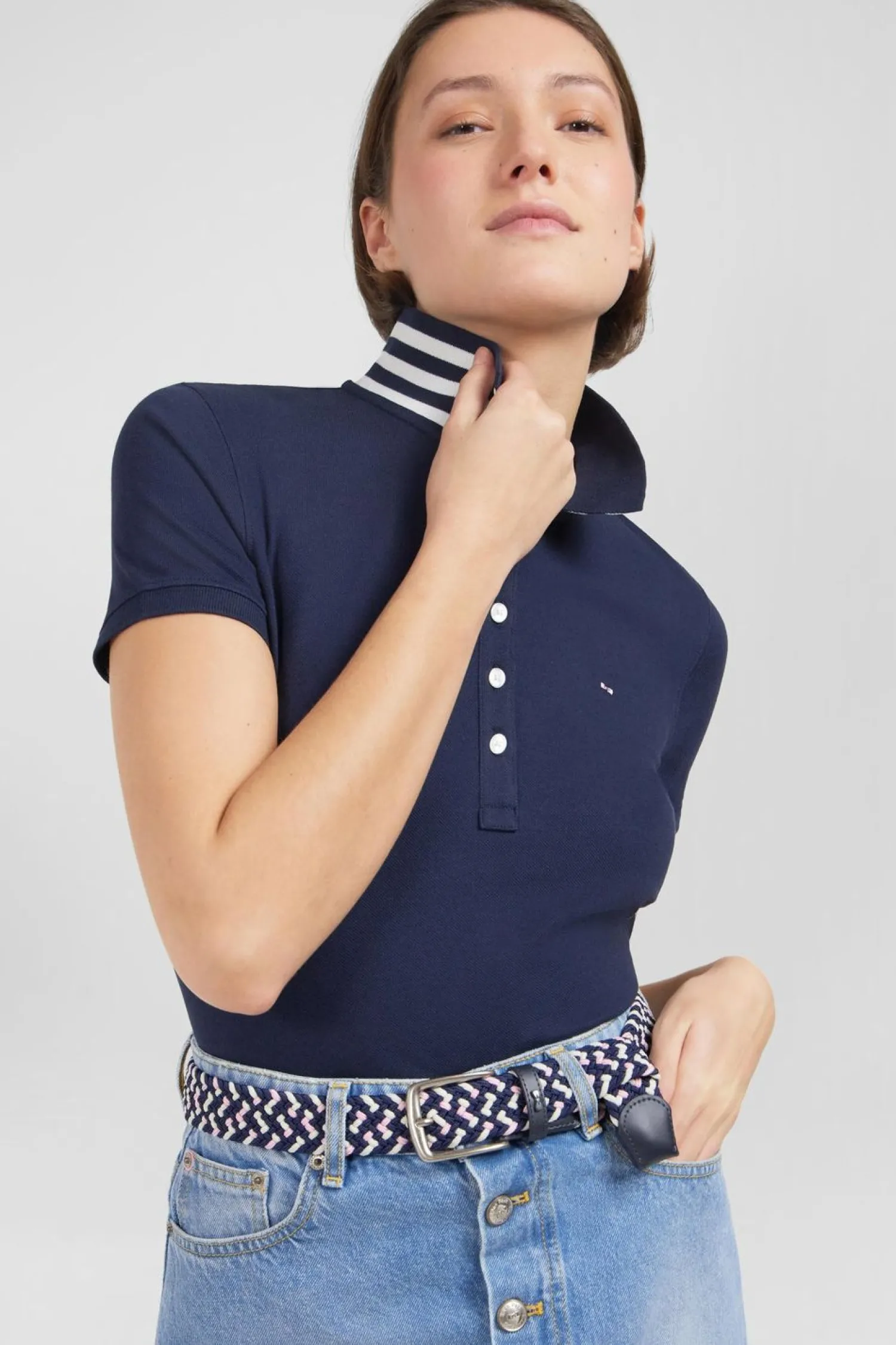 Outlet Poo Beu Fonce anche Courte En Coton Pia Femme Polos