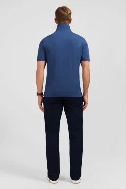 Outlet Poo Beu Fonce Uni A anche Courte Homme Polos