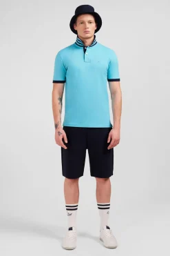 Sale Poo Beu Turquoie anche Courte Homme Polos