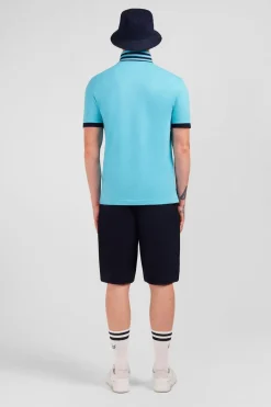 Sale Poo Beu Turquoie anche Courte Homme Polos