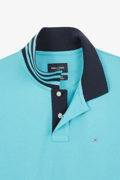 Sale Poo Beu Turquoie anche Courte Homme Polos