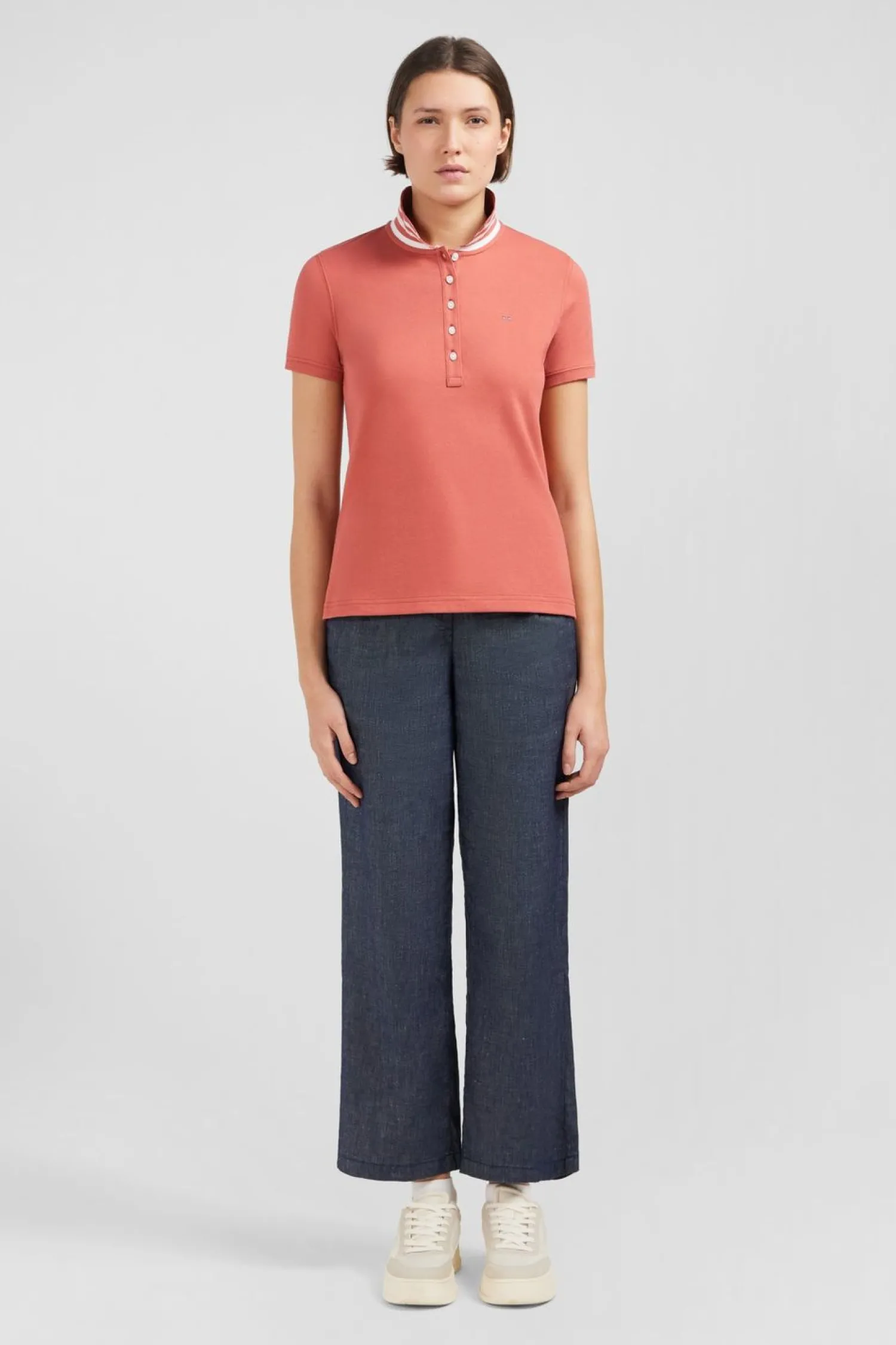 Clearance Poo Brique anche Courte En Coton Pia Femme Polos