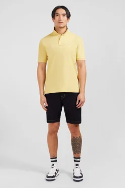 Outlet Poo Jaune Uni A anche Courte Homme Polos
