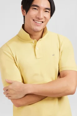 Outlet Poo Jaune Uni A anche Courte Homme Polos