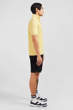 Outlet Poo Jaune Uni A anche Courte Homme Polos