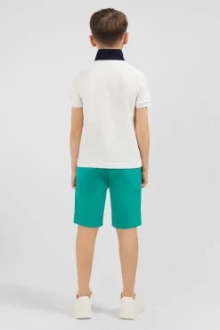 Clearance Polo Manches Courtes Blanc Broderie Fantaisie En Pique Coton Enfant Enfant