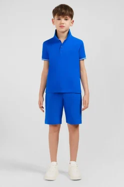 Discount Polo Manches Courtes Bleu En Pique Coton Enfant Enfant