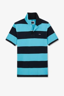 Best Poo anche Courte Cerce Turquoie En Pique Coton Homme Polos