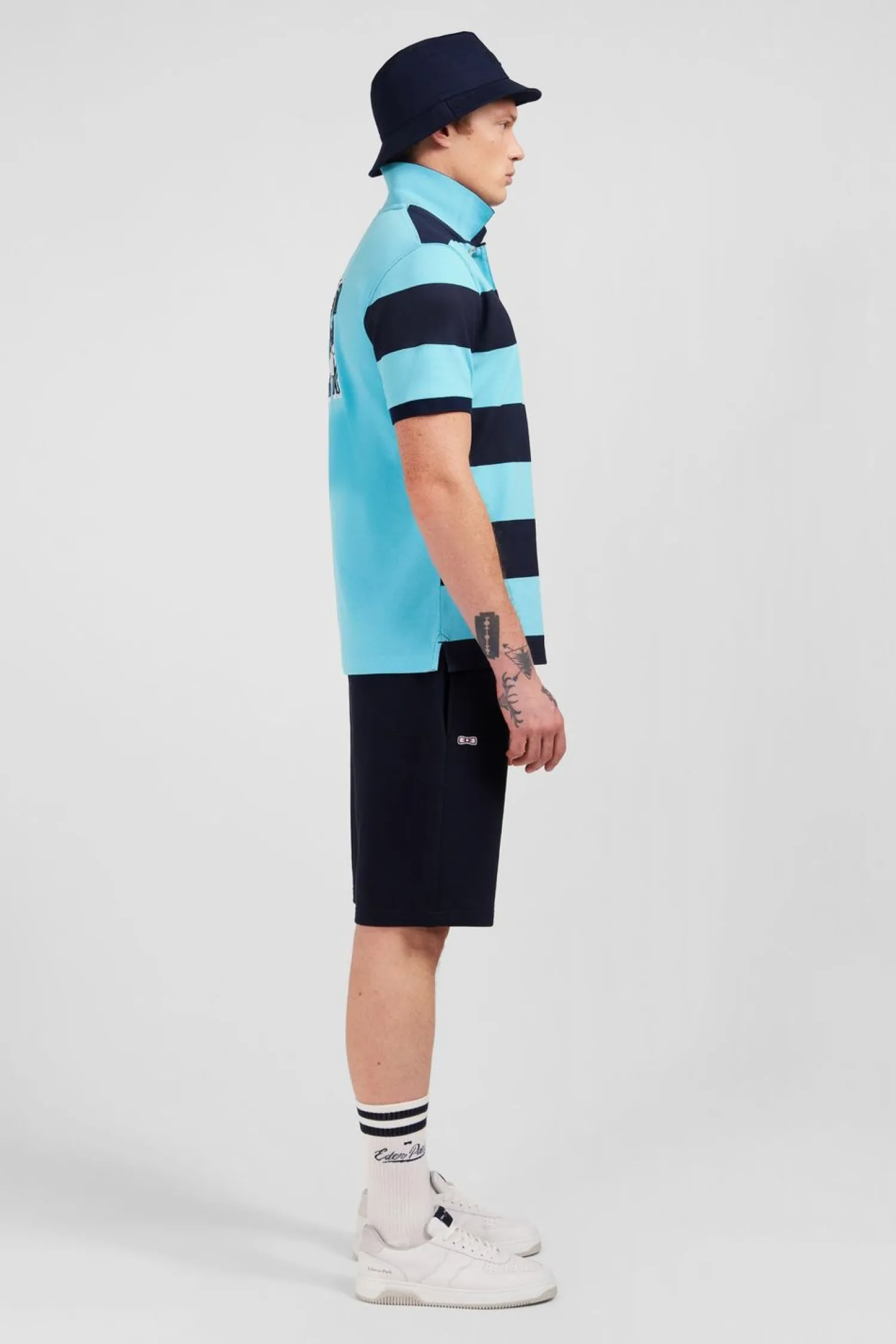 Best Poo anche Courte Cerce Turquoie En Pique Coton Homme Polos